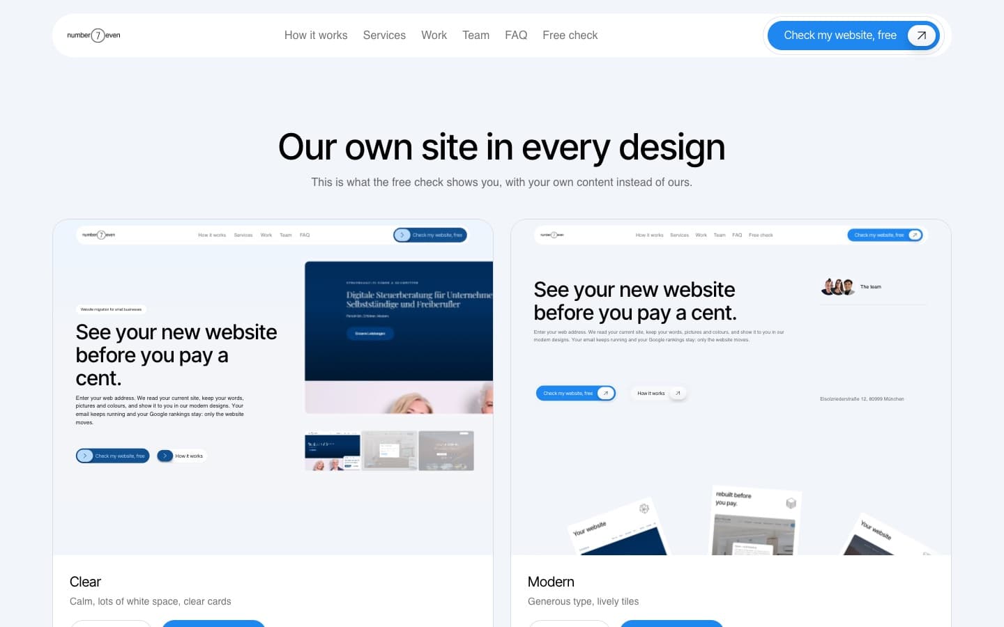 number7even Sites: Move off ageing WordPress. See your new site before you pay.