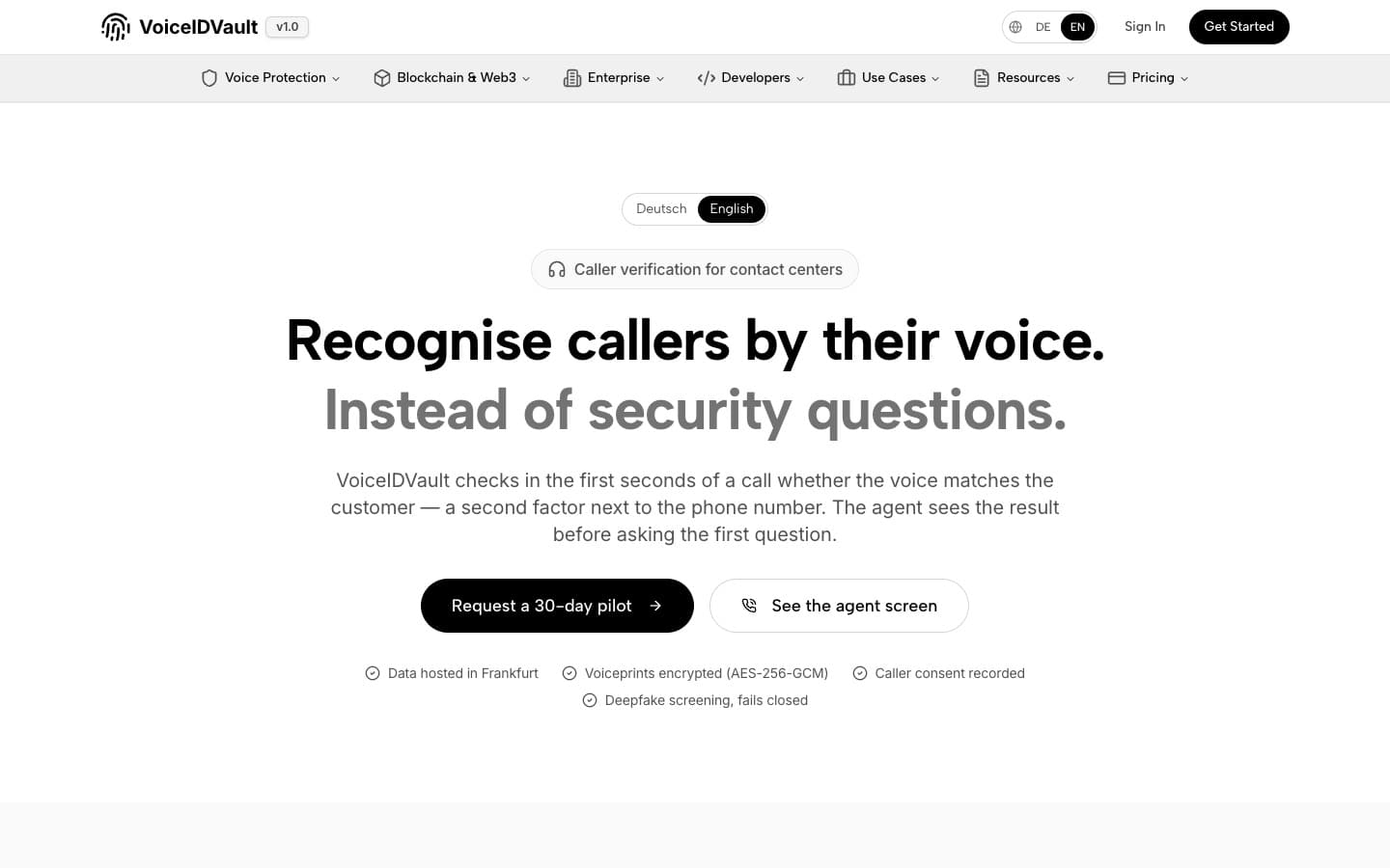 VoiceIDVault: Recognise callers by their voice, not security questions