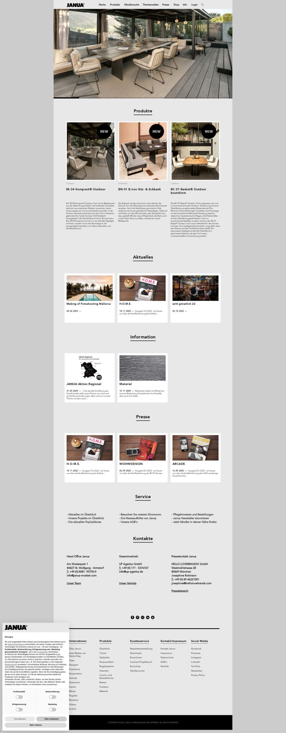 Janua-Moebel website